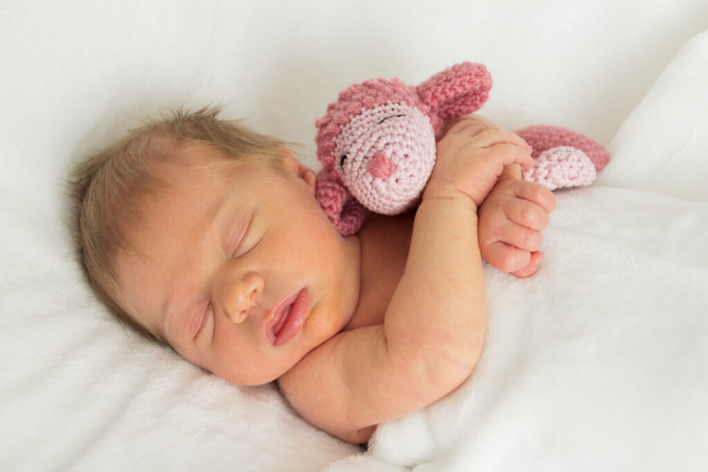Baby Newborn schläft kuscheltier Decke